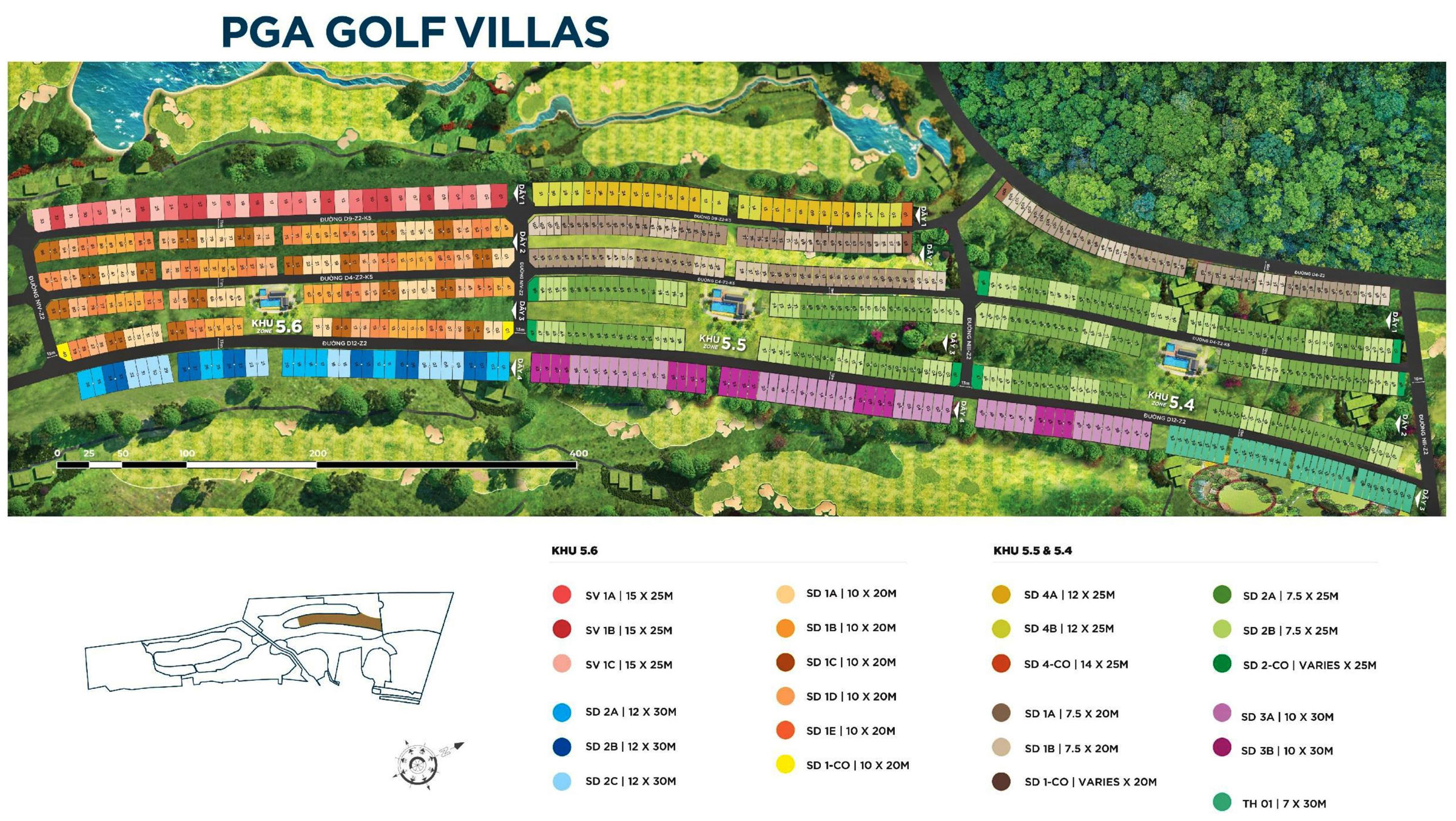 Mặt bằng vị trí các căn villas golf Novaworld Phan Thiết
